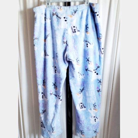 1 Disney Olaf fuzzy sleep drawstring tie pants XL - Picture 2 of 4